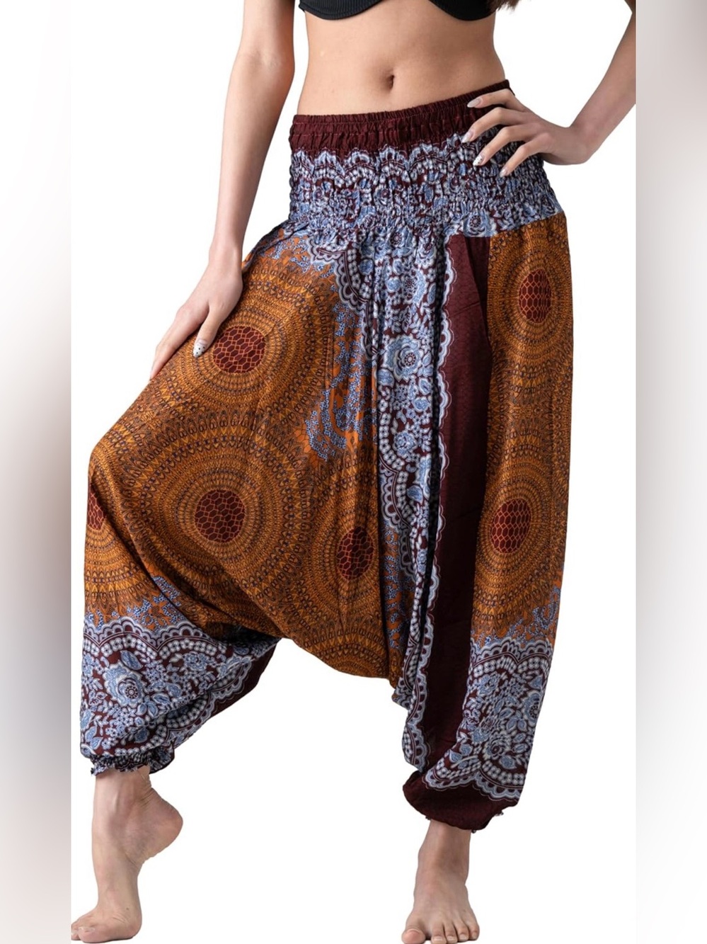 Harem Pants in Brown & Gold